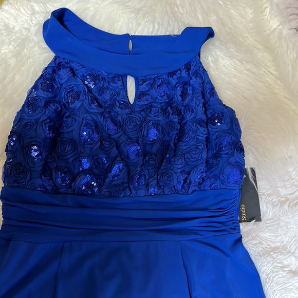 NWT En Focus Studio Royal Blue Empire waist Sequins Maxi Dress Sz 12 - Picture 7 of 14